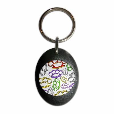 Schlüsselring Knöchel Staubwedel Muster Kunststoff oval (43 mm x 32,5 mm)