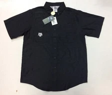 Proedge Texas A&M Men's Short Sleeve Button Down Shirt, Black, Choose Size
