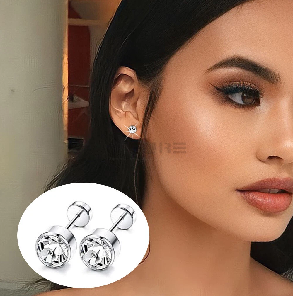Flat cubic zirconia stud on sale earrings