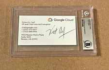 VINT CERF SIGNED BUSINESS CARD GOOGLE INTERNET INVENTOR BECKETT BAS