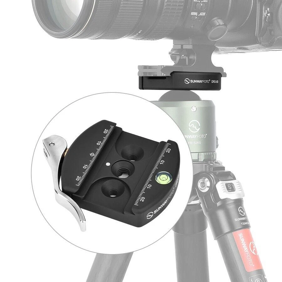 Sunwayfoto DRX-60 60mm Lever Quick Release Arca Swiss Clamp Compatible RRS Plate - Image 2 of 4