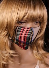 Tartan Plaid Face Mask Comfortable Cotton with Adjustable Ear Loops