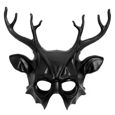 Black Devil Deer Horn Mask for Halloween and Masquerade Costume