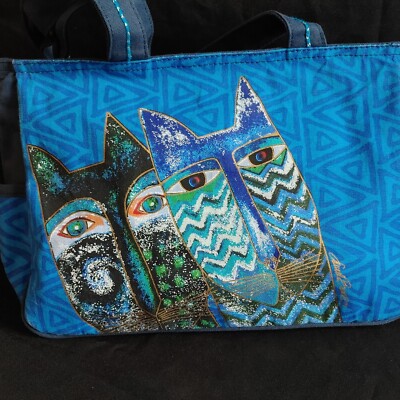 Medium NWT Laurel Burch Tote With Blue Cats 