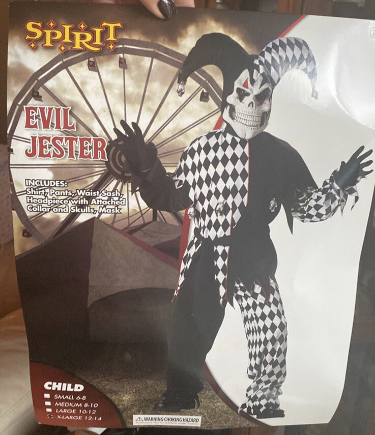 Spirit Halloween kids evil jester costume XL extra l… Gem