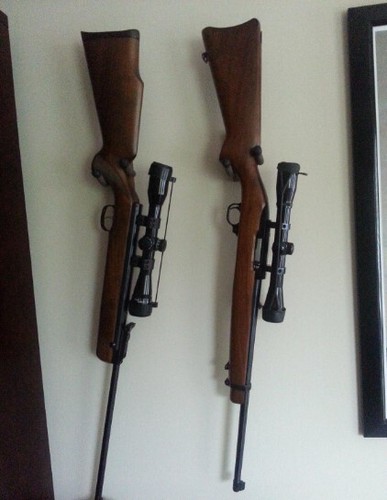 Gun Display Hanger Vertical Rifle Holder Walnut Solid Wood Hook Firearm Bow Rack - Picture 7 of 9