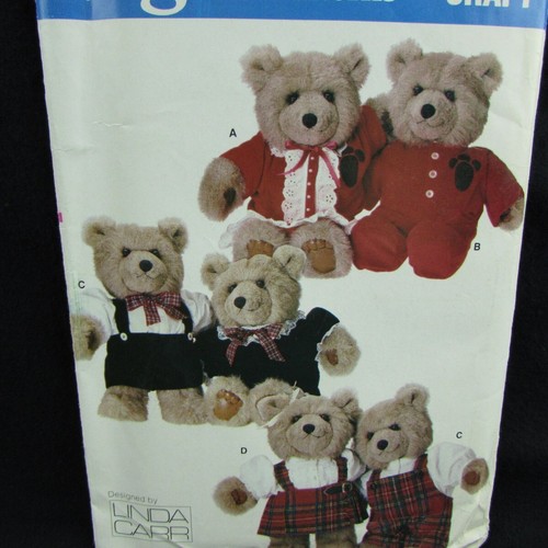 Vintage Vogue Craft Pattern 9572 Baby Teddy Bear Clothes 3 Boy and 3 Girl Outfit - Picture 2 of 6