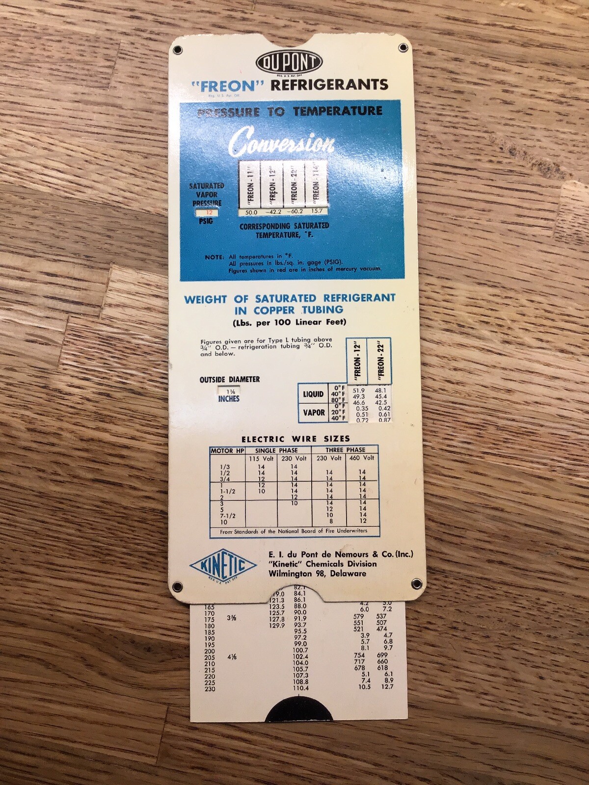 Vintage Slide Rule Calculator DUPONT Freon Refrigerants Temp. To