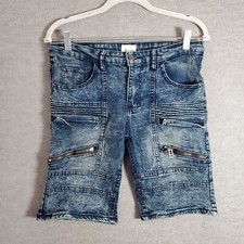 VINTAGE Phat Farm Boys Jean Shorts 16 Blue Biker Streetwear Zip Pockets