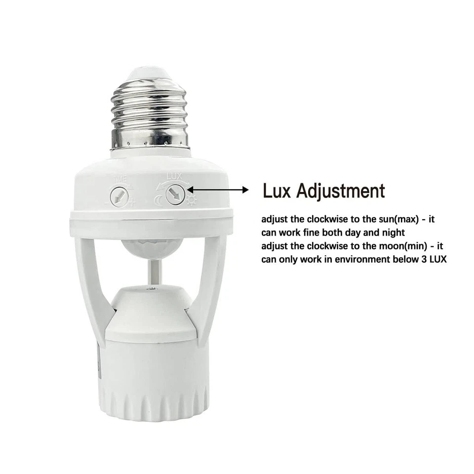 LED E27 Douille Culot Detecteur De Mouvement AC10-240V 60W Max - Blanc 1PCS - Photo 3/4