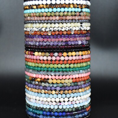 4 mm Edelstein Rund Perlen Armband Strang | Kristallperlen zur Schmuckherstellung