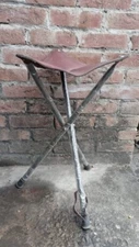 Walking Stick Seat Leather Seat Folding Tripod Stool Camping Chair Field Stools