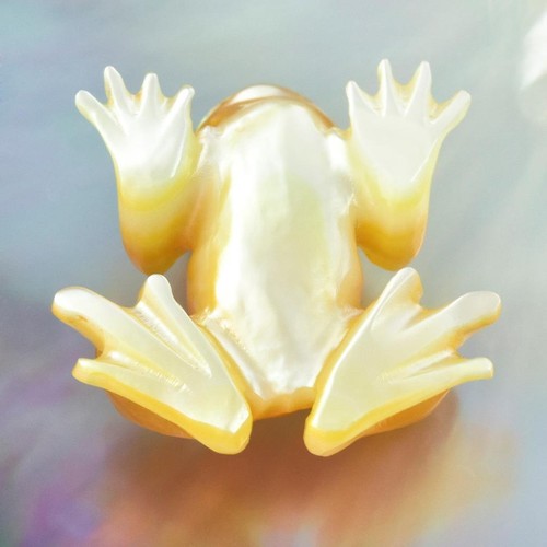 Frog Design Golden Mother-of-Pearl Shell Carving for Collection or Jewelry 5.35g - Picture 7 of 10