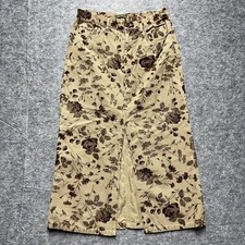 Vintage Y2K 90s Eddie Bauer Corduroy Wiggle Pencil Skirt Boho Floral Midi 8P