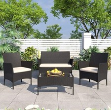 Rattantree Rattan Gartenmöbel Garnituren, 4 Stück PE Gartensofa Garnituren mit dicken 