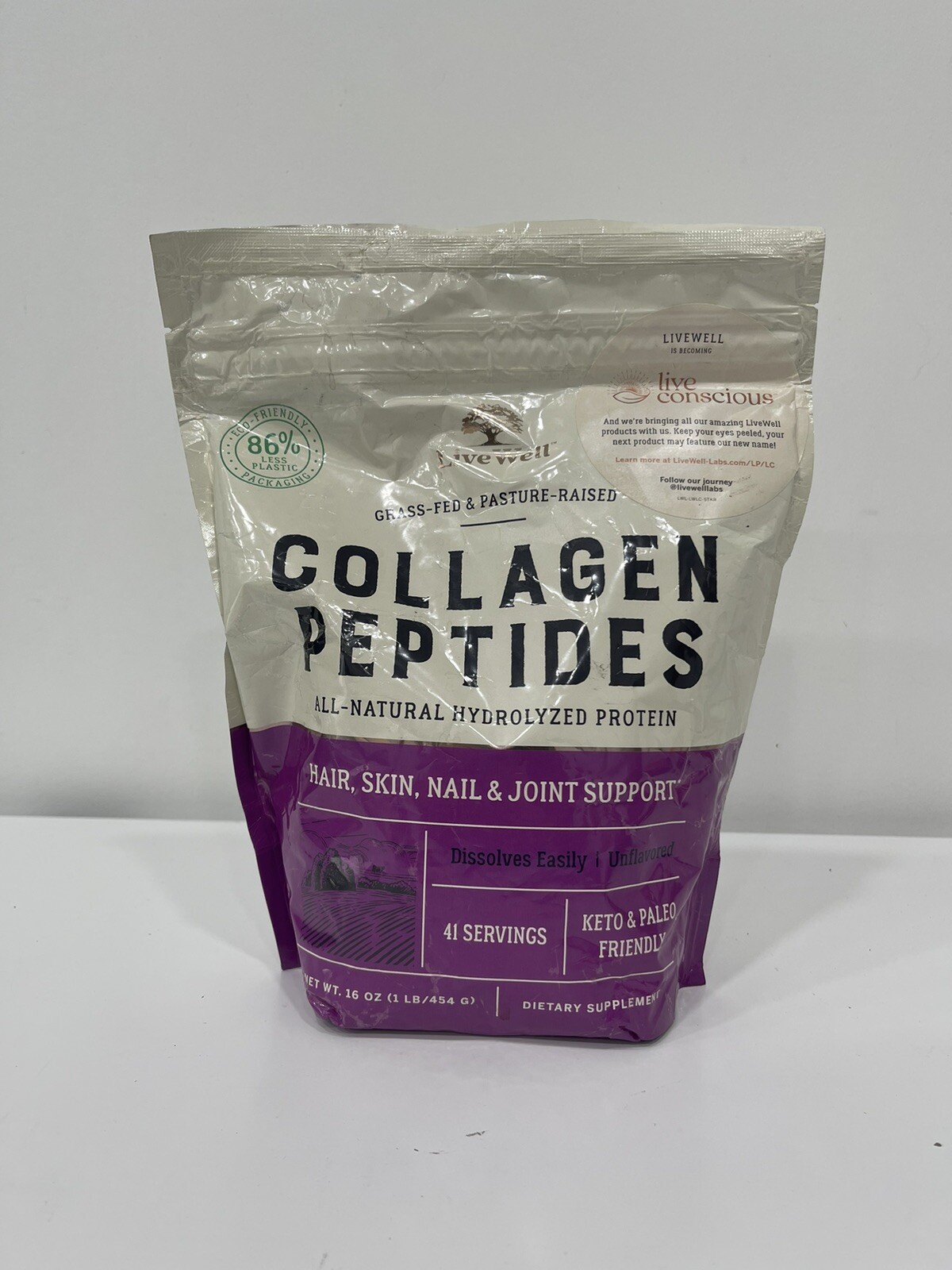 LiveWell Collagen Peptides Hair, Skin, Nail, and Joint Support grass
