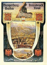 Innsbruck Tirol Hungerburg Bahn Plakat von 1906 Faksimile K&K 9 auf B&uuml;ttenpapier