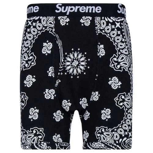 NEUF SUPREME x Hanes Bandana Boxer Slip (Pack de 2) Paisley Noir XL FW22 Neuf dans sa boîte