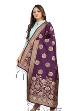Floral Zari work Banarasi Dupatta/Indian Art Silk Woven Brocade Long Scarve