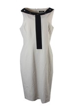 Nine West Desert Beige Colorblocked Grommet-Trim Sheath Dress 16