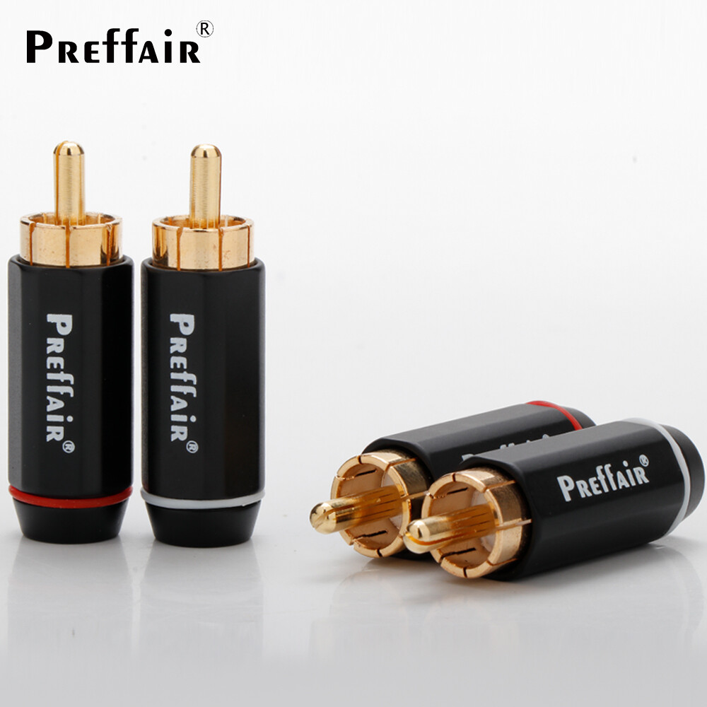 4stk Vergoldet RCA Stecker Adapter HiFi Audio Cinch Kabel Signal Anschlüsse Plug
