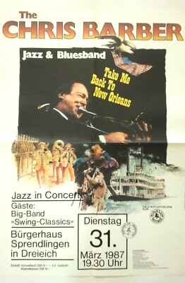 CHRIS BARBER 1987  DREIEICH  + orig. Concert Poster -- Konzert Plakat - A1 F/U 8