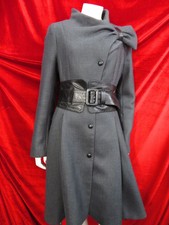 Mackage Designer Grey 65% Polyester 35% Virgin Wool Coat & Leather Belt Medium