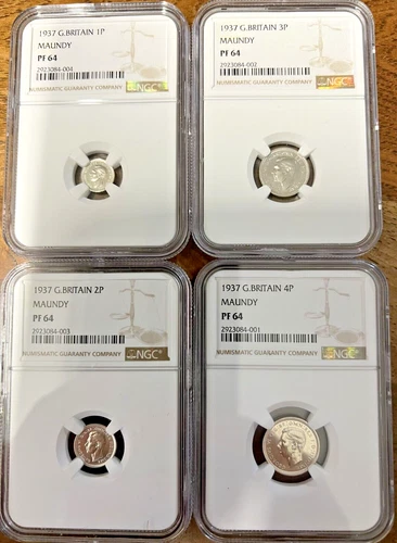 Great Britain 1937 George VI Silver Maundy Set NGC Matched PF64