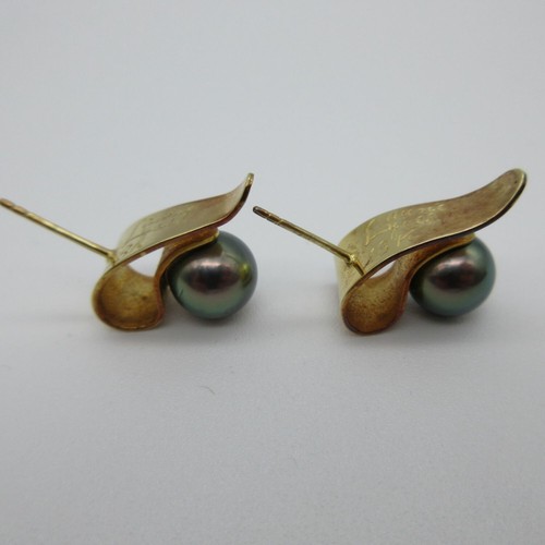 Laurie Lyall Juego de Pendientes Colgante Perla Oro Amarillo 18k Modernista Hecho a Mano - Imagen 8 de 12