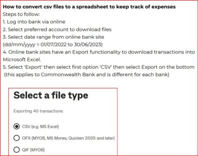 How to convert csv files from bank transactions to spreadsheet expense tracking