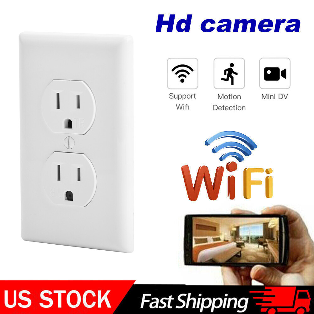 WIFI Camera 1080P HD Wall AC Outlet Home Security Nanny Cam Surveillance Cam
