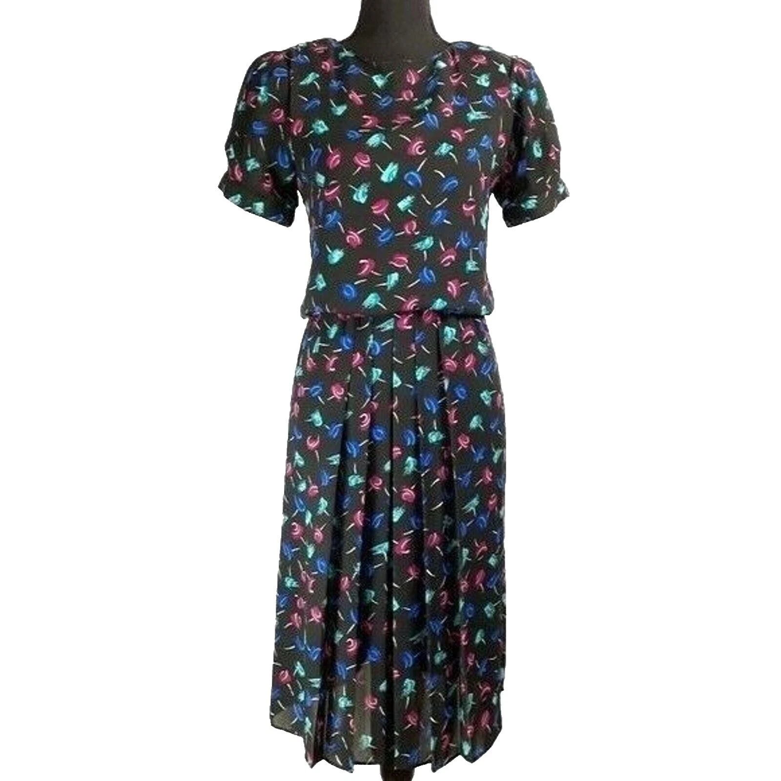 Polyester Blouson Multi-Color Vintage Dresses for Women