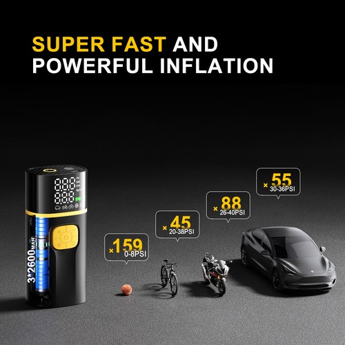 AUXITO Tire Portable Inflator Air Compressor Cordless Air Pump for Bike Car Tire - Picture 13 of 16