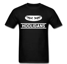 Hooligans eyes crazy narrow lettering T shirt tee Unisex