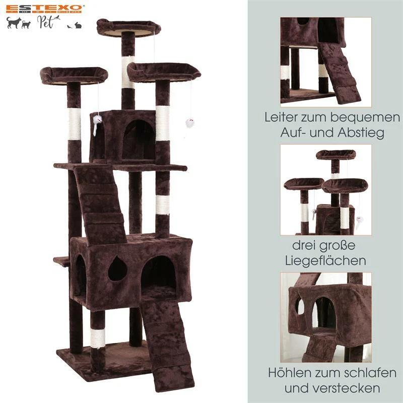 Kratzbaum Katzenbaum Katzenkratzbaum Kletterbaum Spielbaum für Katzen 170 cm XXL - Bild 4 von 4