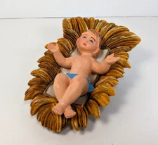 Nativity Baby Jesus 5" and Manger 7" Italy Replacement Hand-painted Vintage