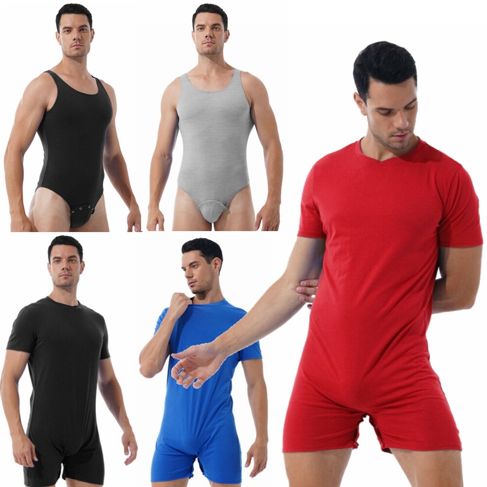 HONGBI Men's Jumpsuit Shorts One Piece Work Suit Short Sleeve Onesies