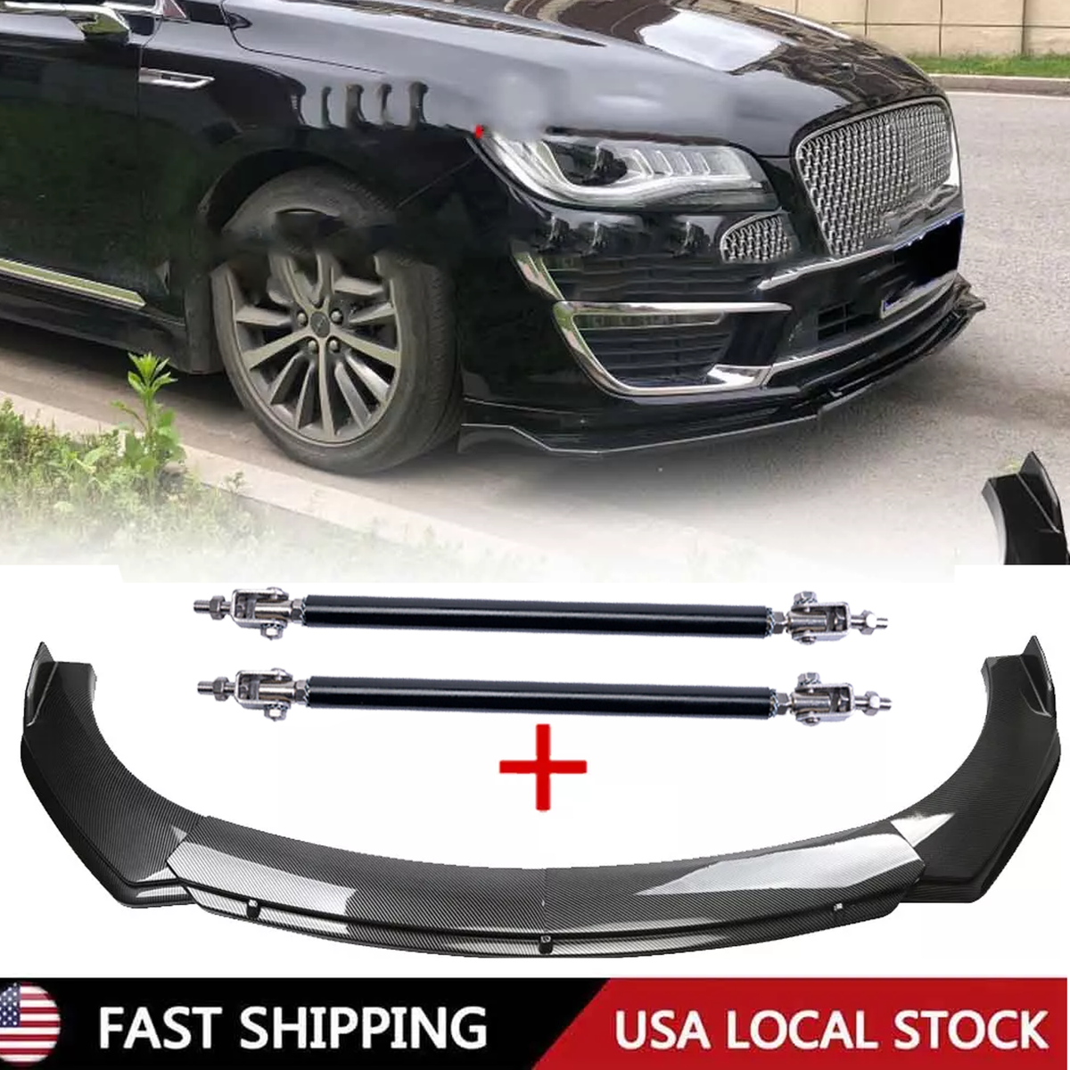 For Lincoln MKZ 2007-2020 Front Bumper Lip Splitter Chin Spoiler