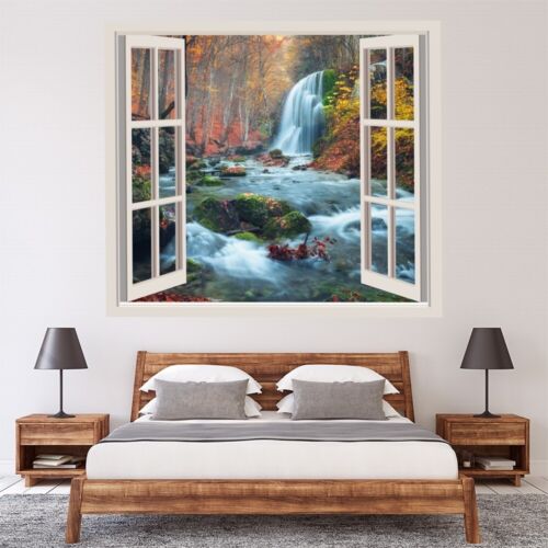 Autumn Forest Waterfall 3D Window Wall Sticker WS-57397 - Picture 1 of 12