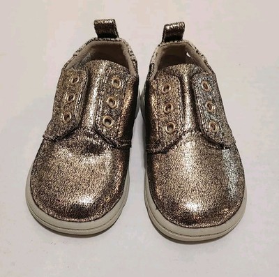 TOMS Girls Gold Foil Sneakers Size 7 Toddler