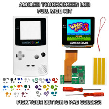 Nintendo Game Boy Color GBC AMOLED OLED Touchscreen LCD Full Mod Kit WHITE