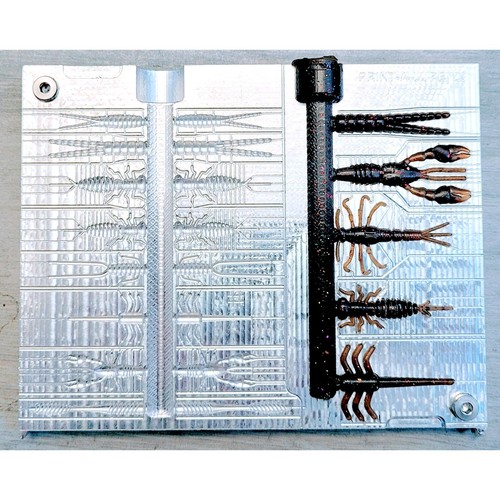 Aluminum fishing soft bait mold - Panfish insects/craws/worm collection, 21 cavs - Picture 3 of 5