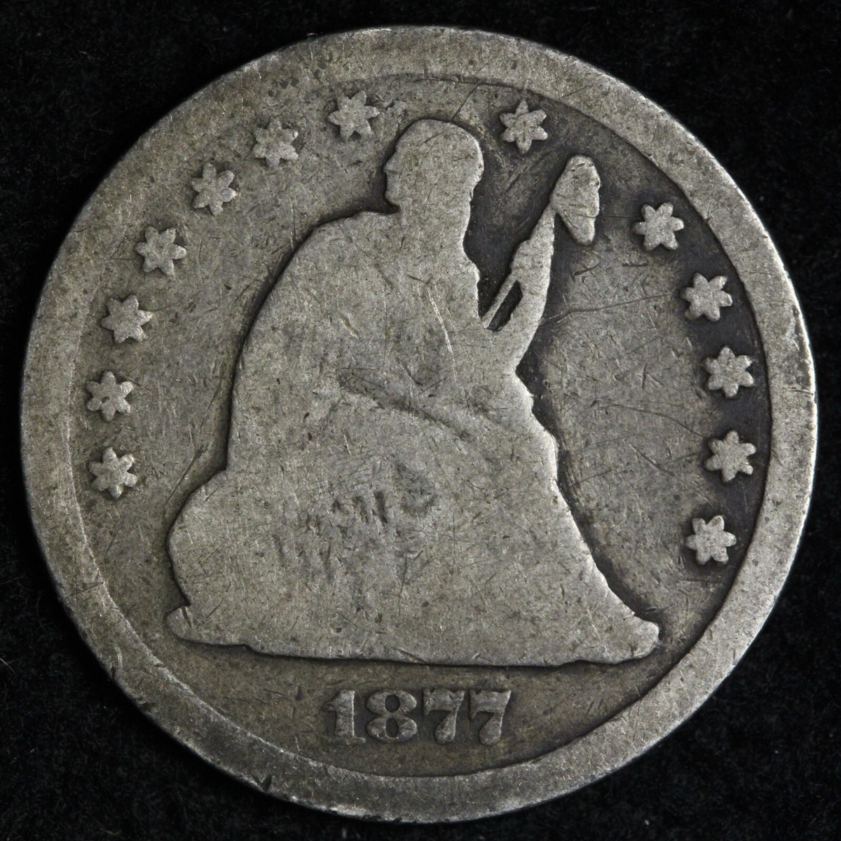1877-CC Seated Liberty Silver Quarter VG E250 AEZ | eBay