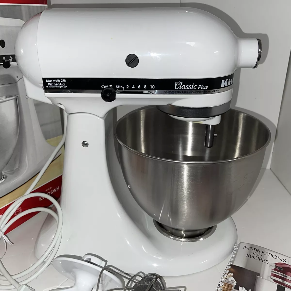 KitchenAid 4.5-Quart Classic Plus Tilt-Head Stand Mixer, White Open Box