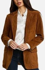 1595 Rag Bone Womens Cody Suede Relaxed Fit Blazer Jaket Size 8 Brown NWT