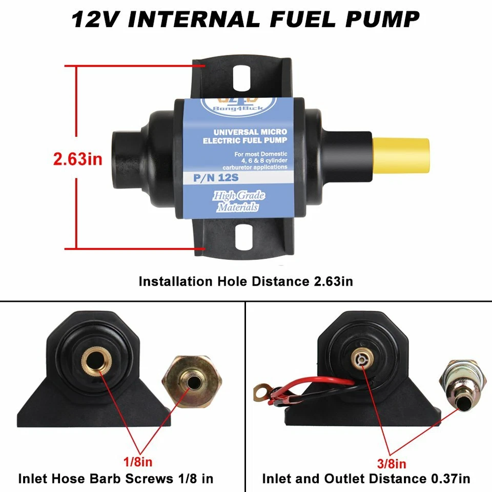 Carburador bomba combustible eléctrico universal en línea 4-7 PSI 32 GPH gas diésel alcohol Foto 4 de 4