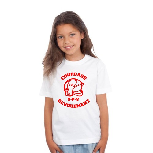 T-shirt ENFANT COURAGE DEVOUEMENT SPV POMPIER - Imagen 3 de 4