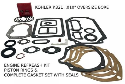 K321 .010'' OVERSIZE REFREASH KIT, PISTON RINGS, COMPLETE GASKET SET KOHLER K321