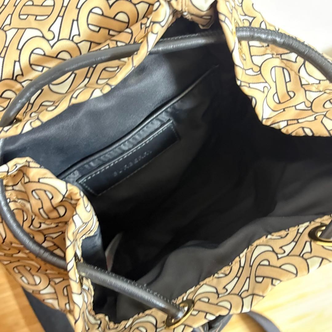 Burberry Mini TB Backpack Nylon Leather Beige Black Authentic Condition image 9