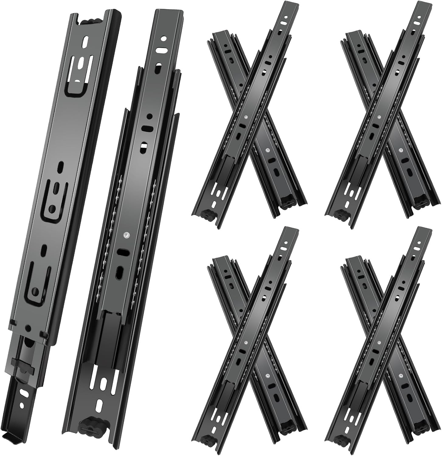 4 Pairs (8pcs) 3 Fold Full Extension Side Mount Cabinet Dr